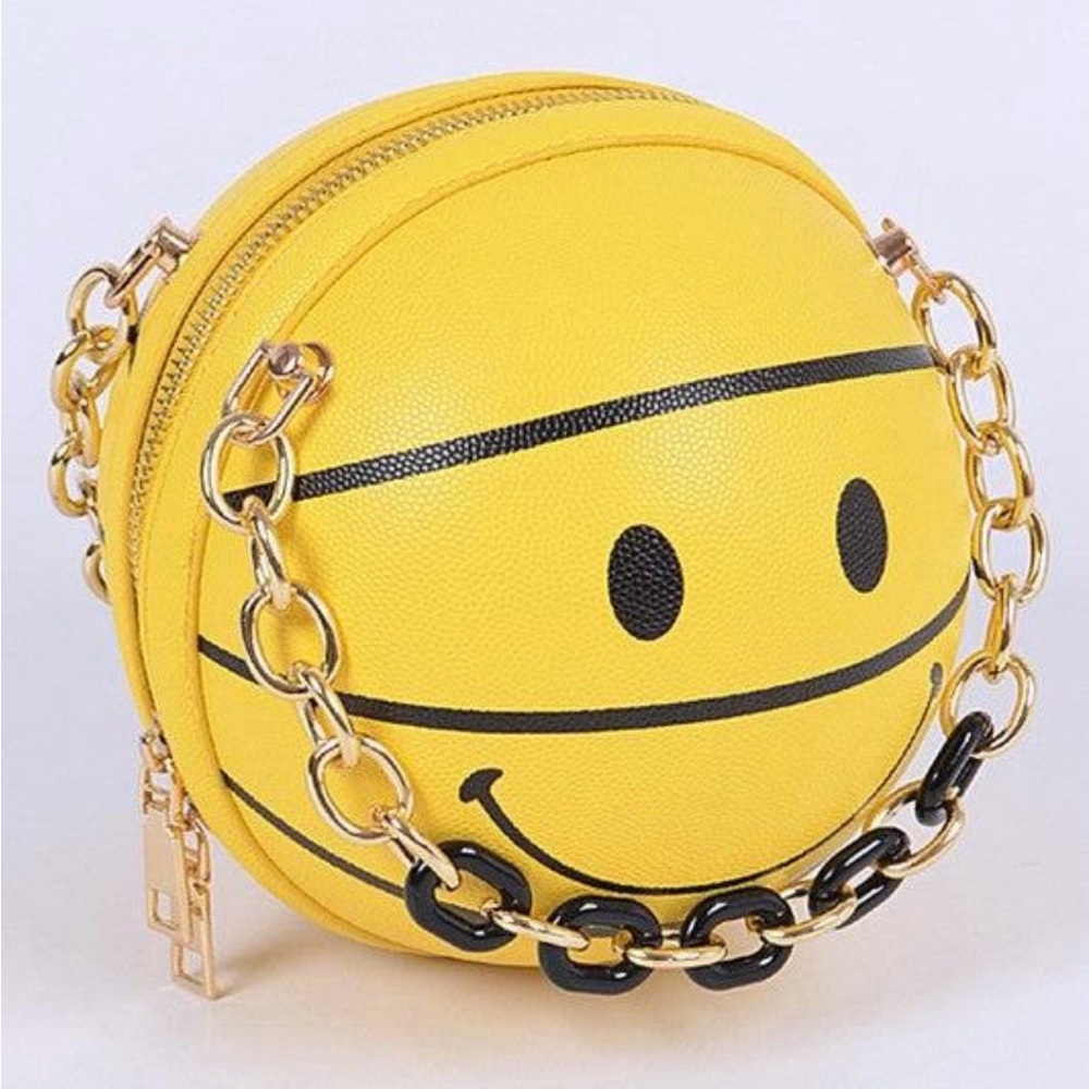 Yellow Smiley Face Chain Crossbody Bag